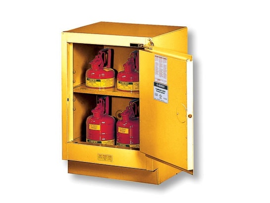 15 Gallon, 1 Shelf, 1 Door, Manual Close, Right Hinge, Flammable Cabinet, Sure-Grip® Ex Under Fume Hood, Yellow
