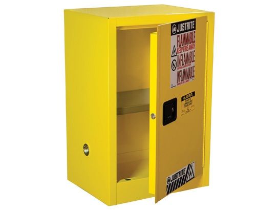 12 Gallon, 1 Shelf, 1 Door, Manual Close, Flammable Cabinet, Sure-Grip® Ex Compac, White