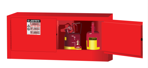 12 Gallon, 2 Doors, Manual Close, Flammable Safety Cabinet, Sure-Grip Ex Piggyback, Red