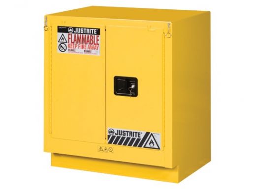 19 Gallon, 1 Shelf, 2 Doors, Self Close, Flammable Cabinet, Sure-Grip Ex Under Fume Hood, Yellow