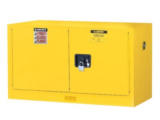 17 Gallon, 1 Shelf, 2 Doors, Manual Close, Wall Mount Flammable Cabinet, Sure-Grip Ex, Yellow