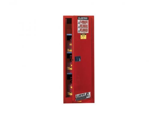 22 Gallon, 3 Shelves, 1 Door, Self Close, Flammable Cabinet, Sure-Grip Ex Slimline, Red