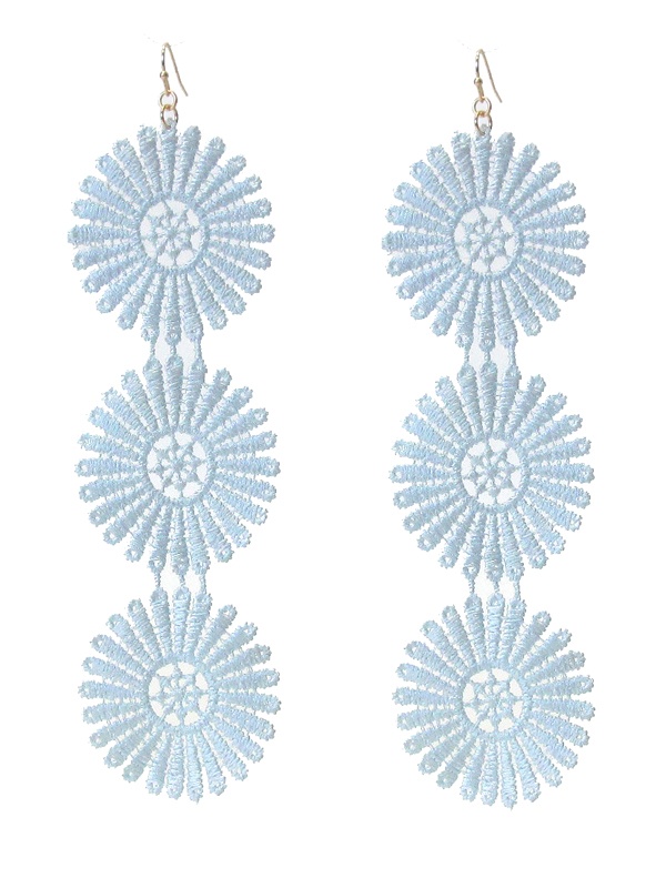 Triple Lace Flower Drop Earring