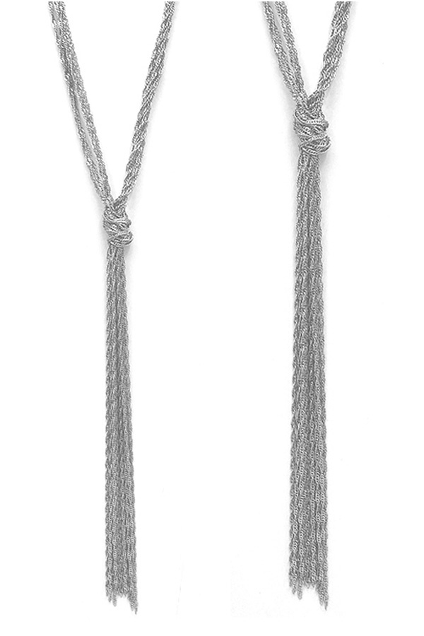 Multi Metal Chain Y Shape Knot Long Necklace