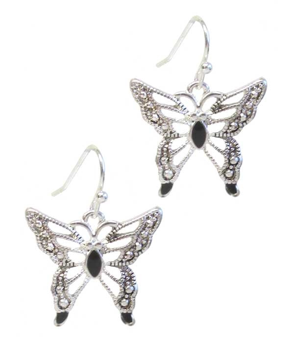 Garden Theme Metal Filigree Earring - Butterfly