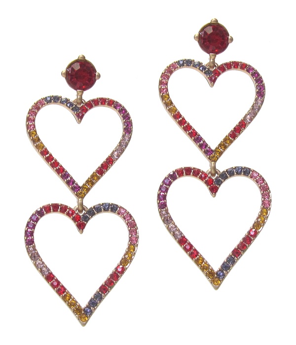Crystal Double Heart Drop Party Earring