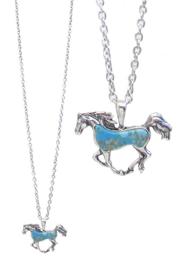Turquoise Horse Pendant Necklace