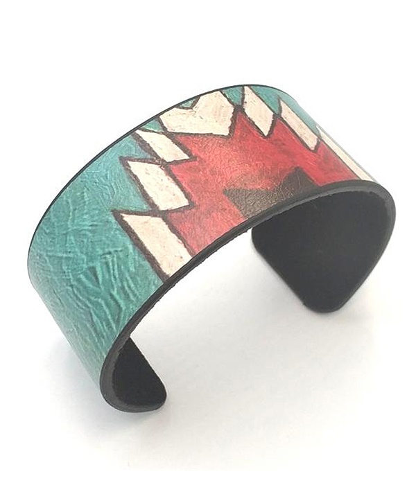 Aztec Pattern Paint Bangle Bracelet -Western