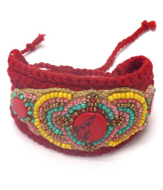 Layer Seedbeads Pull And Tie Knitted Type Bracelet