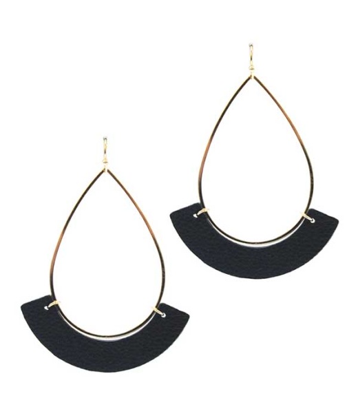 Leatherette and Wire Teardrop Earring