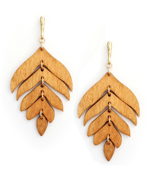 Wooden Leaf Earrings