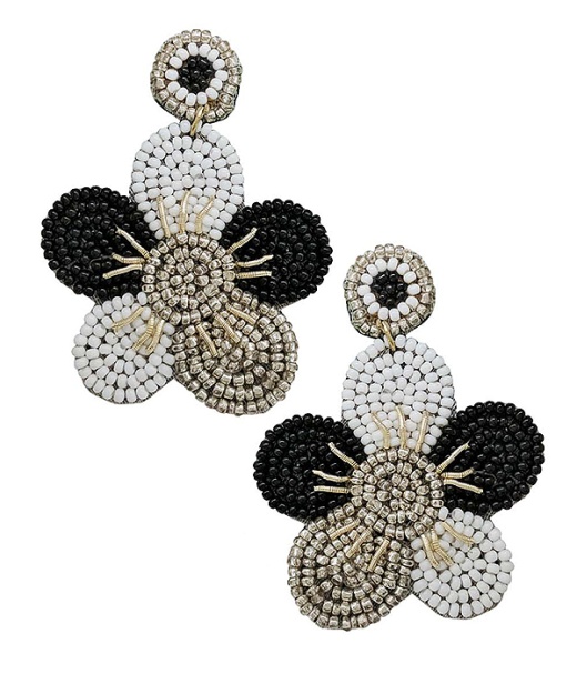 Handmade Garden Theme Multi Seedbead Earrings - Flower