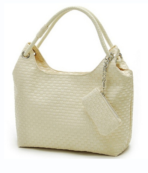 Knit Pattern Pu Leather Shoulder Bag