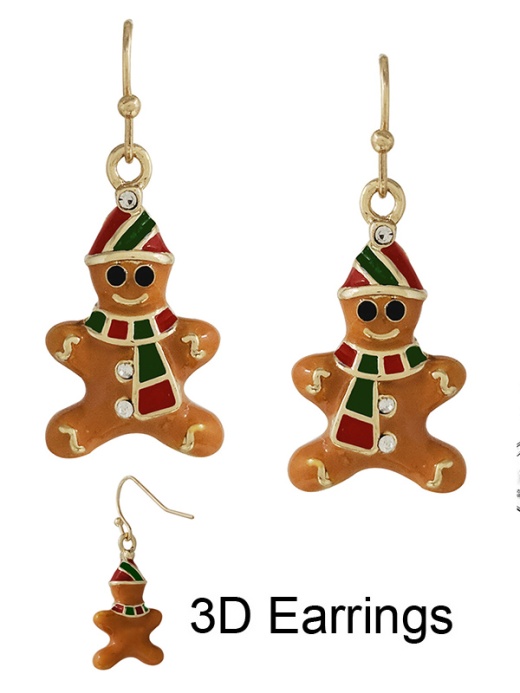 Christmas Theme Epoxy 3D Earring - Ginger Bread