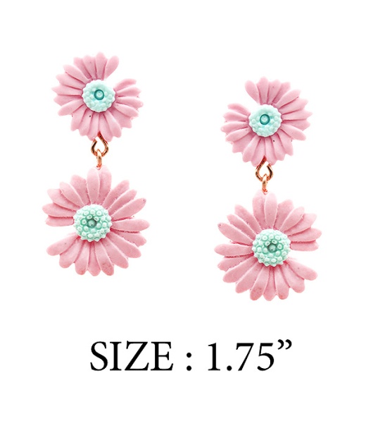 Double Flower Link Drop Earring