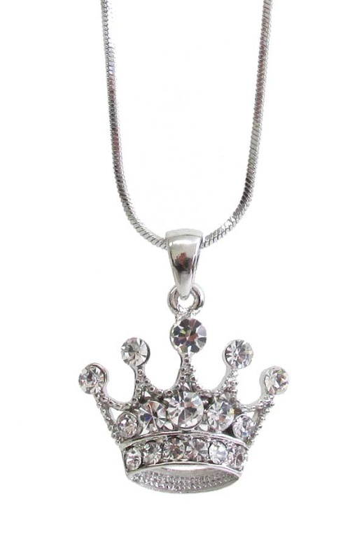 Made In Korea Whitegold Plating Crown Pendant Necklace