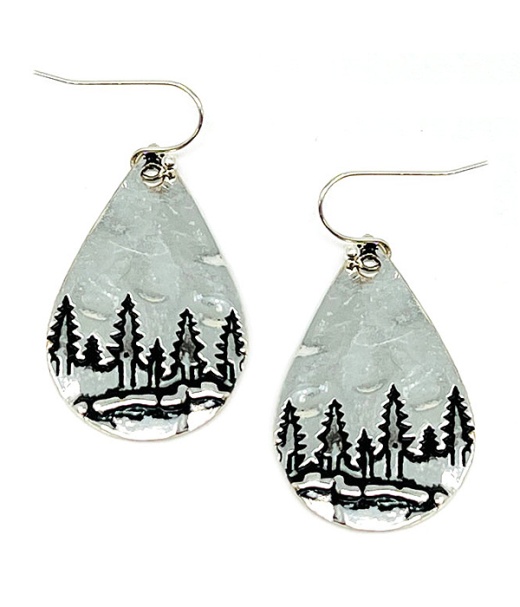 Tree Landscarp Teardrop Earrings