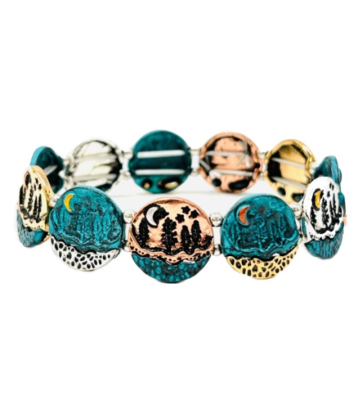 Vintage Metal Landscape Stretch Bracelet