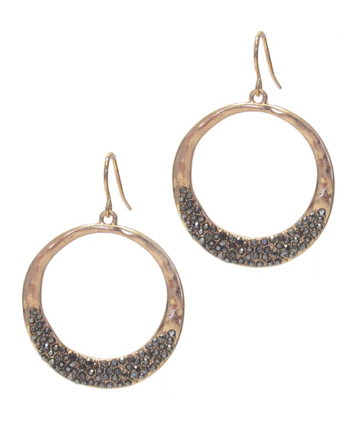 Crystal Metal Ring Earring