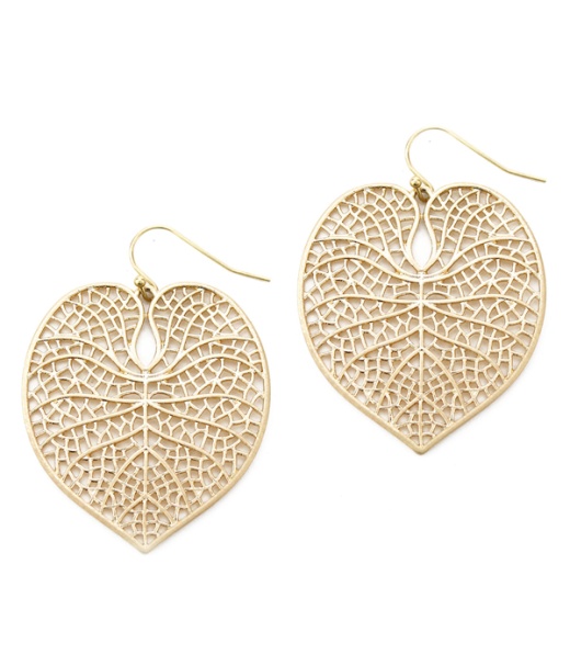 Metal Filigree Leaf Earring