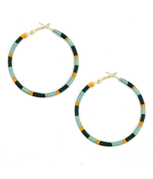 Multi Color Thread Wrap Hoop Earring - Wholesale Prices Available