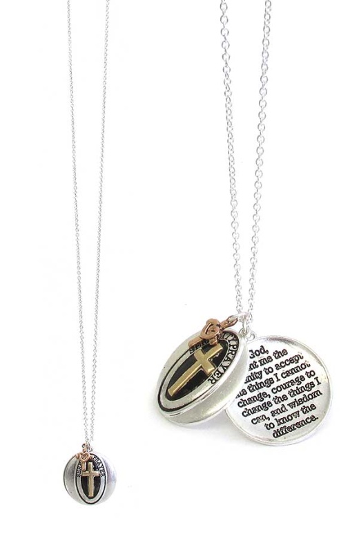 Religious Inspiration Message Double Pendant Long Necklace
