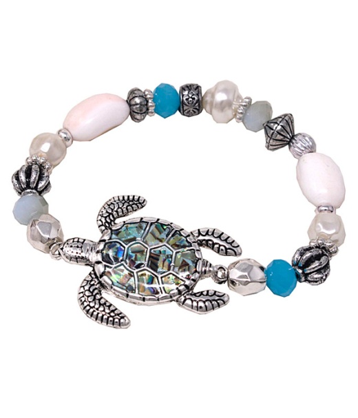 Wholesale Multi Bead Mix Stretch Bracelet - Turtle