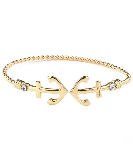 Double Anchor And Twist Wire Bangle Bracelet - Wholesale Price, High-Quality Construction
