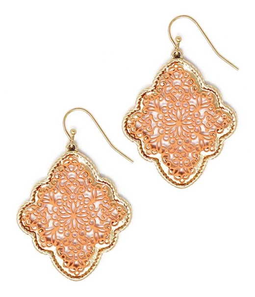 Color Metal Filigree Earring - Wholesale WGCO Fashion Jewelry