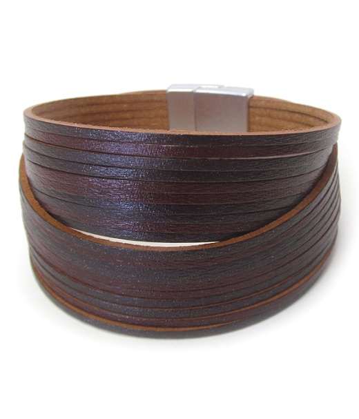 Multi Layer Leather Magnetic Bracelet