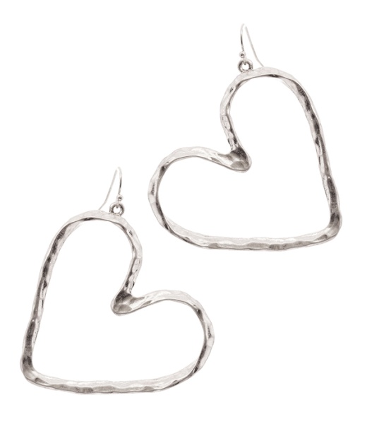 Hammered Metal Heart Earring - Valentine