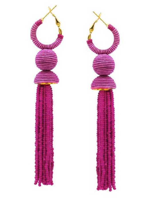 Multi Seedbead Tassel Drop Earring