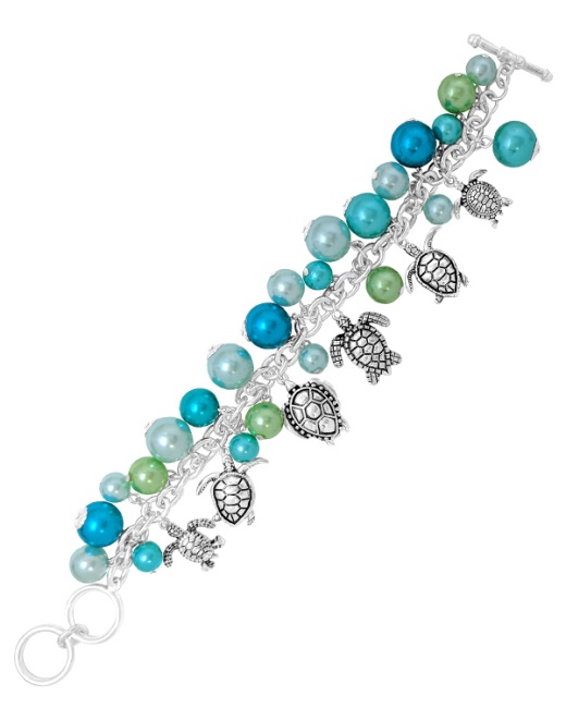 Sealife Theme Multi Pearl Toggle Bracelet - Turtle