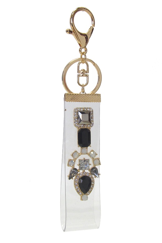 Crystal On Clear Acrylic Band Key Chain