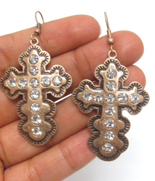 Crystal Cross Earrings