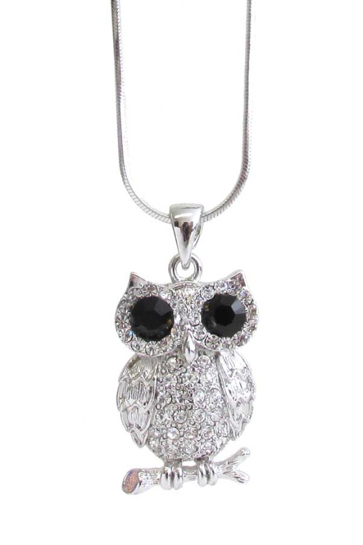Made In Korea Whitegold Plating Owl Pendant Necklace