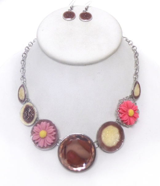Round Metal Linked Chain Necklace Set