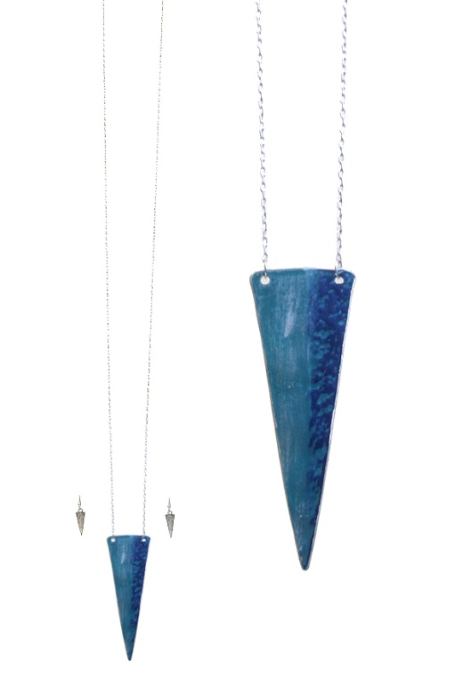 Patina Spike Pendant Long Necklace Set