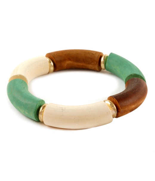 Wood Tube Stretch Bracelet