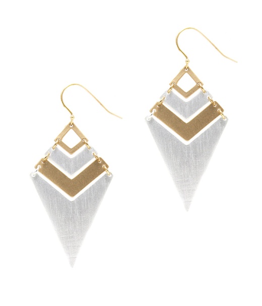 Multi Scratch Metal Link Diamond Shape Earring