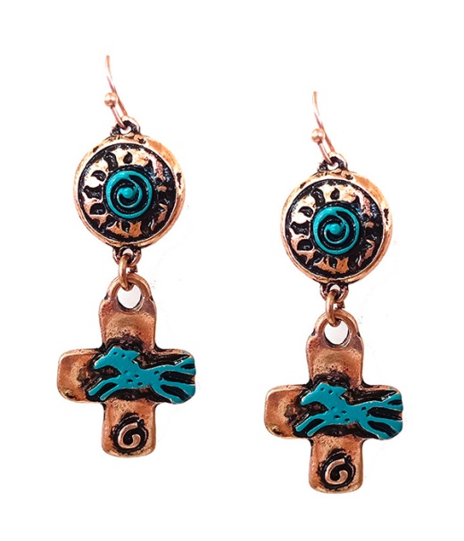 Navajo Style Cross Earring - Sun Horse