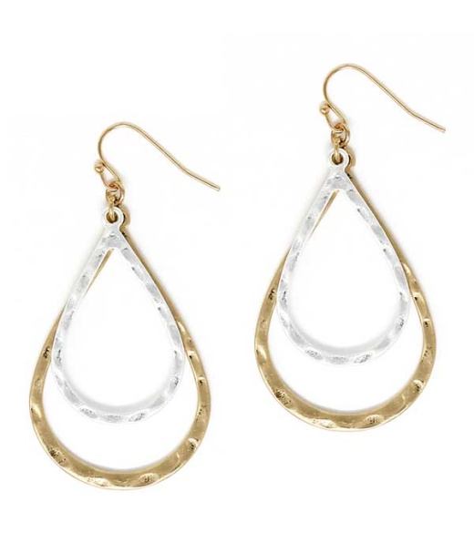 Textured Double Teardrop Earring