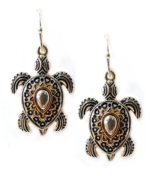 Textured Metal Turtle Earring - ASAG Color