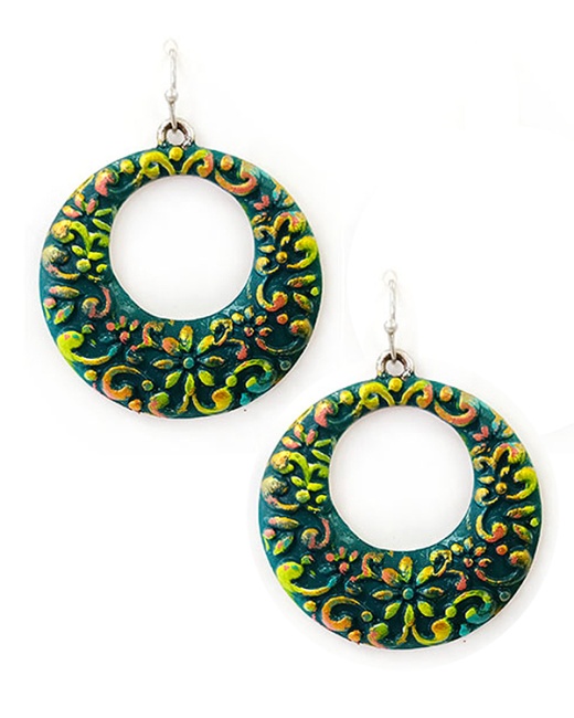 Vintage Metal Disc Ring Earring