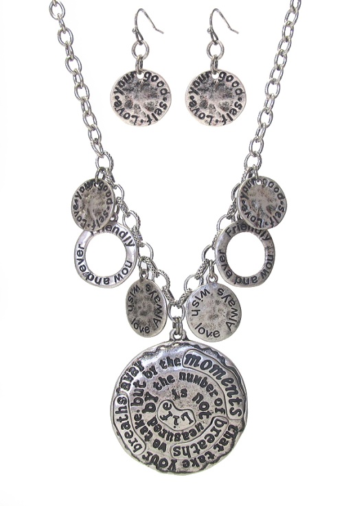 Inspiration Message Multi Disc Charm Necklace Set