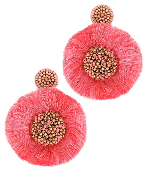Seedbead And Thread Tassel Earring