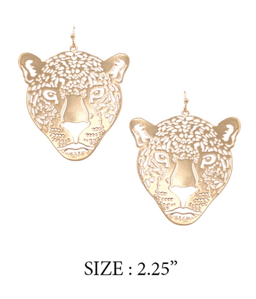 Laser Cut Paper Thin Metal Filigree Earring - Leopard
