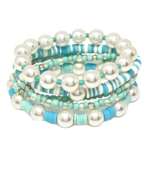 Multi Seedbead And Pearl Mix Stretch Bracelet Set