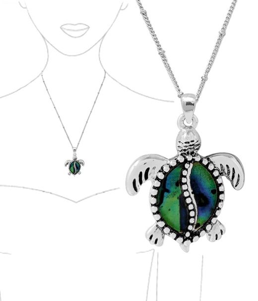 Sealife Theme Abalone Pendant Necklace - Turtle