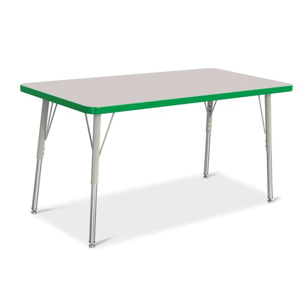 Berries® Rectangle Activity Table - 24" X 48", A-Height - Gray/Green/Gray